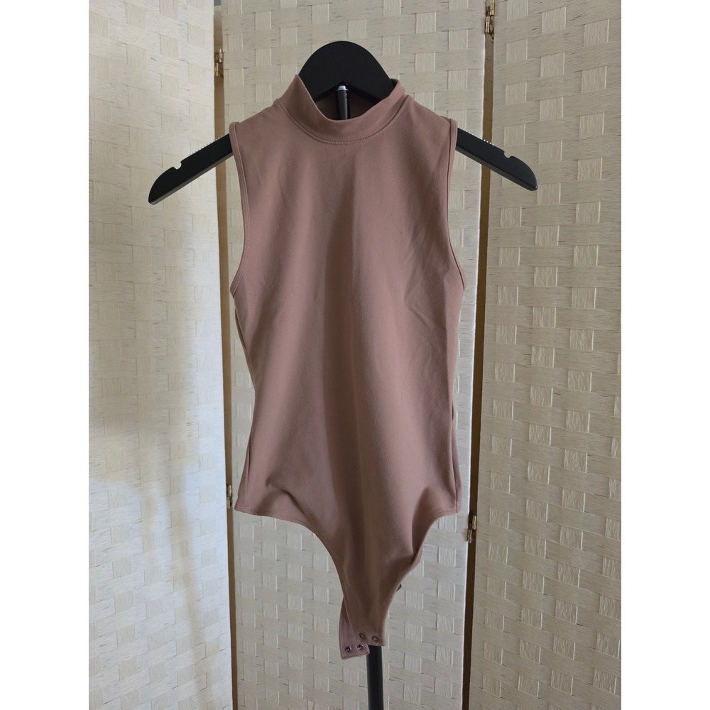 Abercrombie & Fitch Soft A&F Collection Mock Neck Bodysuit Mauve Brown XS